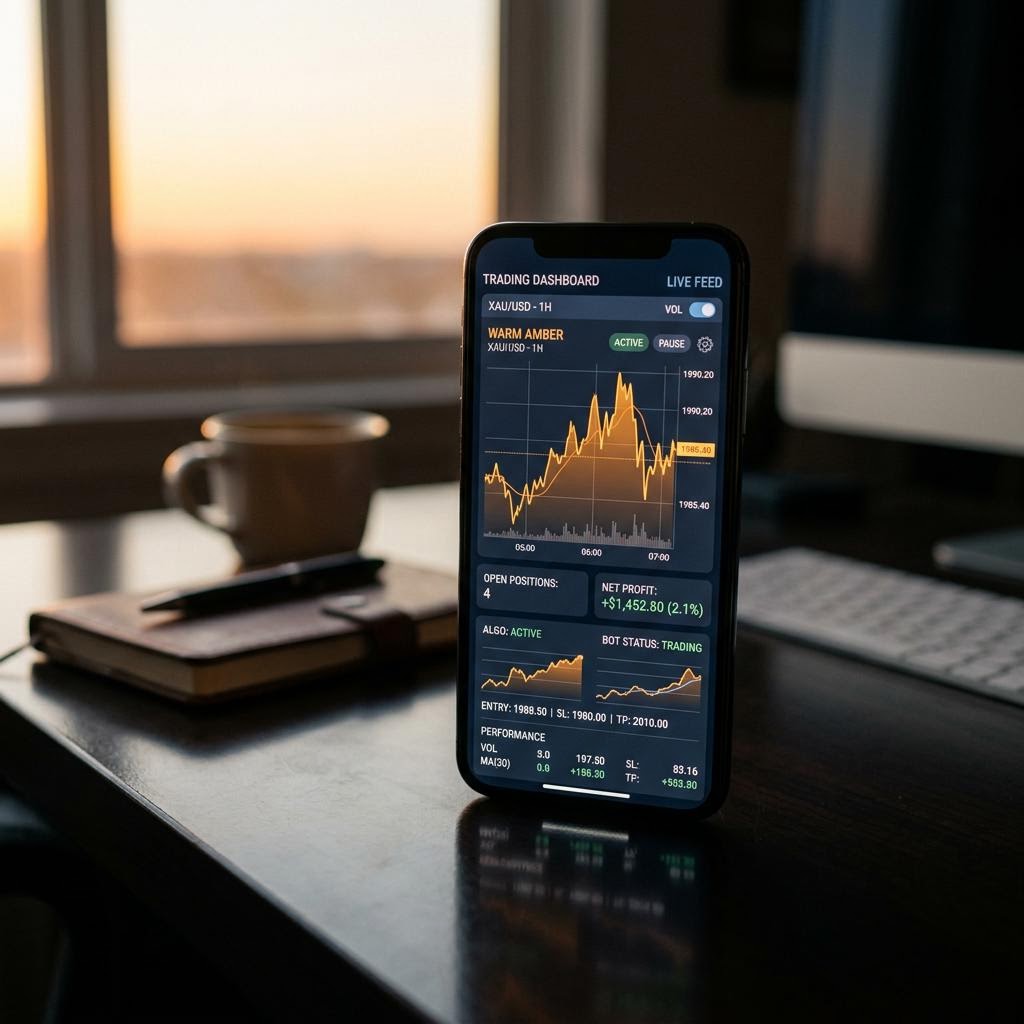 AlphaAi Trading Interface auf mobilen Endgeräten